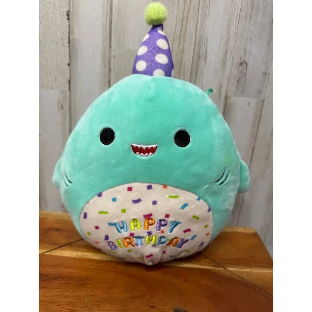 Squishmallows Sharon the Shark Birthday Plush Toy with Party Hat 9”‎
